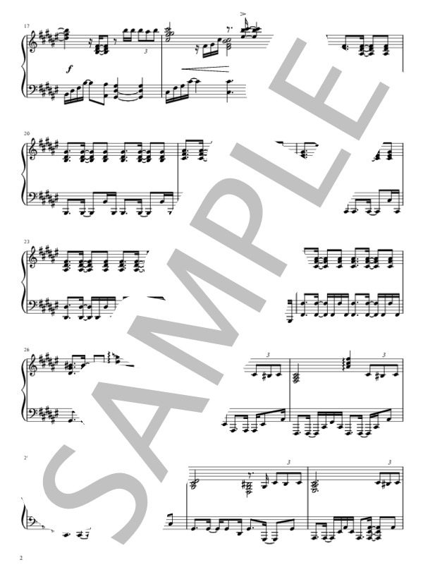 VENUS LA (X JAPAN) / ピアノソロ 中級 - サンプル譜面 2/4